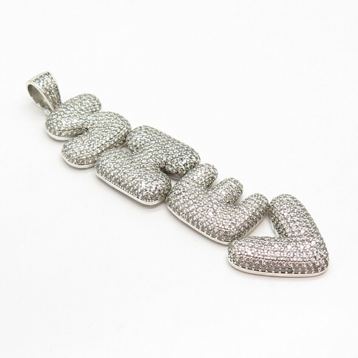 925 Sterling Silver Pave C Z "Shev" Pendant