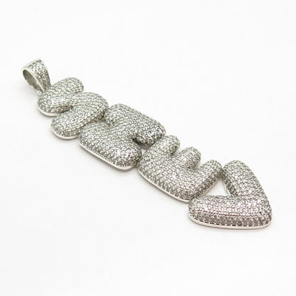 925 Sterling Silver Pave C Z "Shev" Pendant