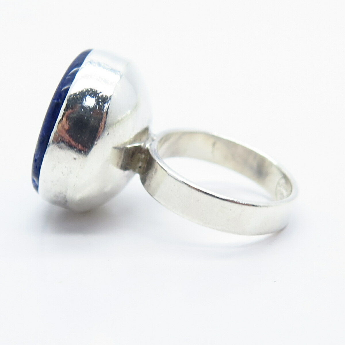 925 Sterling Silver Vintage Israel Real Sodalite Gemstone Ring Size 5.25