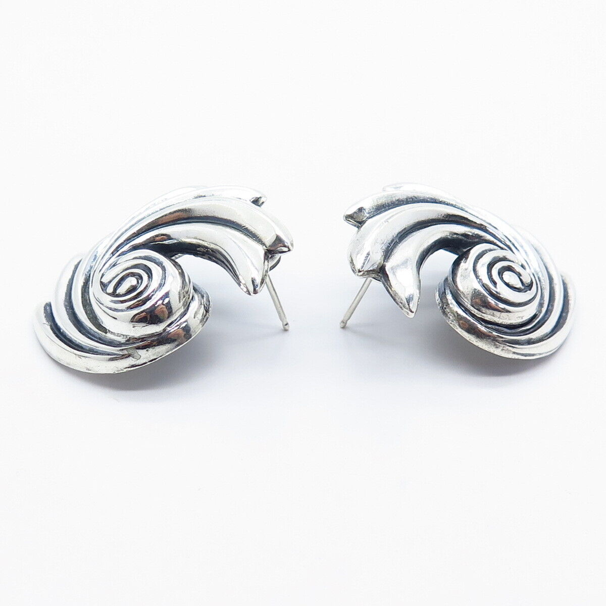 925 Sterling Silver Vintage Danecraft Ribbed Earrings