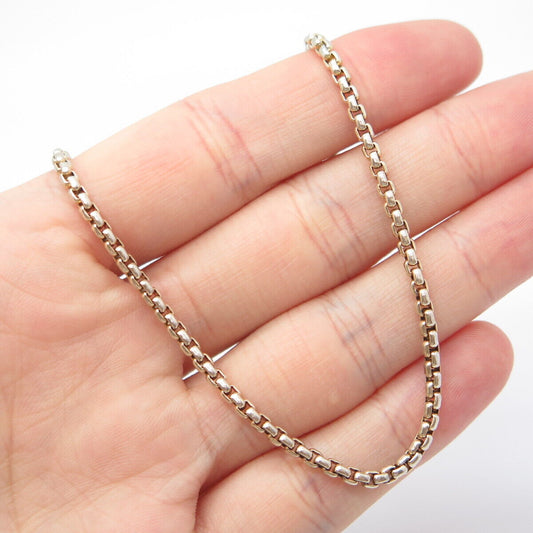 925 Sterling Silver Gold Plated Box Chain Necklace 22”