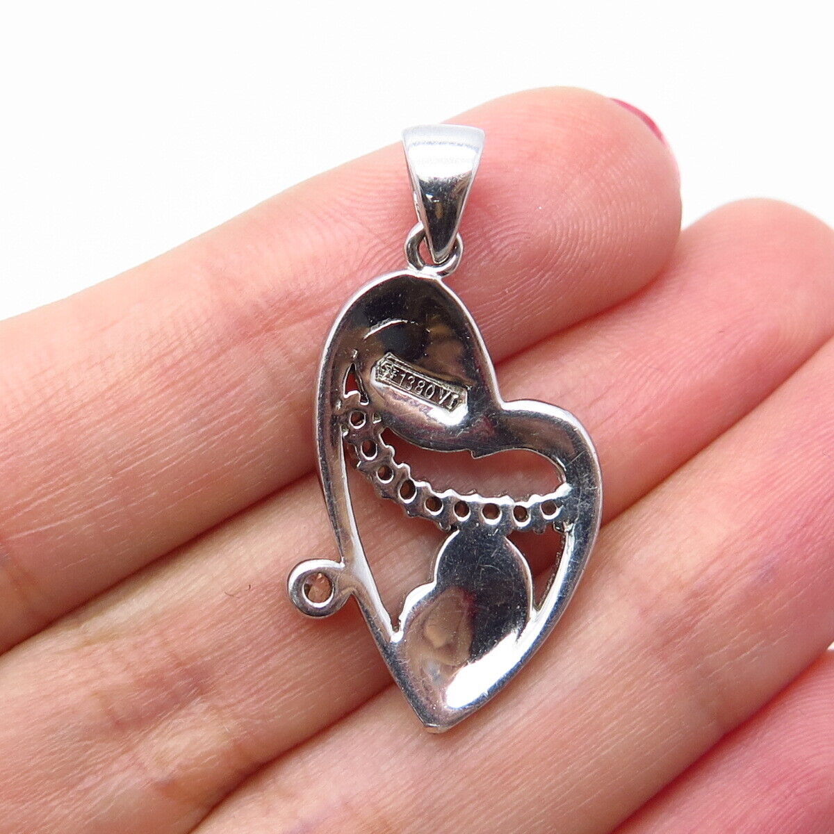 925 Sterling Silver C Z & Enamel Heart Pendant