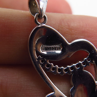 925 Sterling Silver C Z & Enamel Heart Pendant