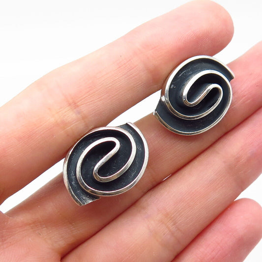 925 Sterling Silver Vintage Mexico Spiral Cufflinks