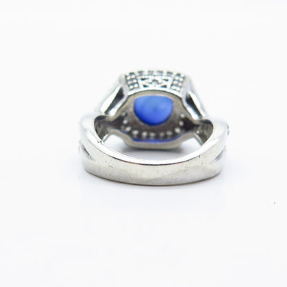 925 Sterling Silver J. Esposito Lab-Created Sapphire & C Z Ring Size 6