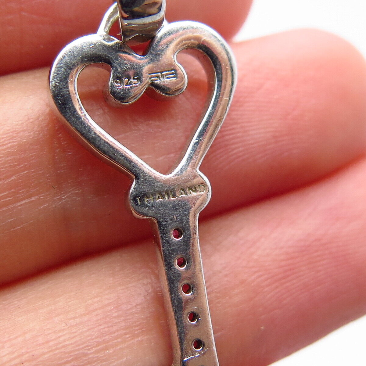 925 Sterling Silver Lab-Created Pink Sapphire Key Pendant