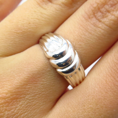925 Sterling Silver Vintage Ribbed Ring Size 7