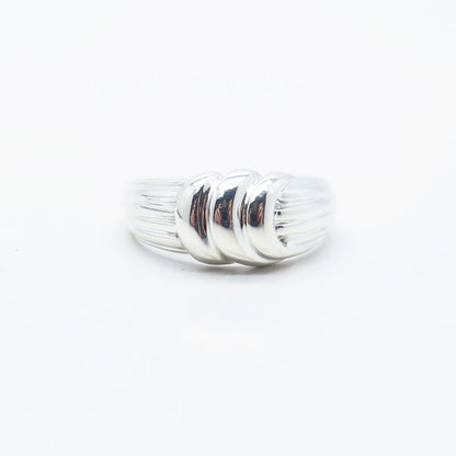 925 Sterling Silver Vintage Ribbed Ring Size 7