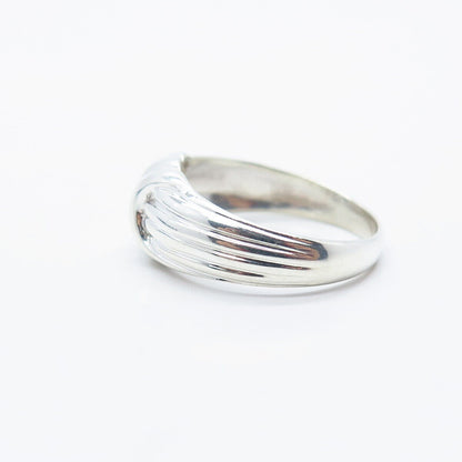925 Sterling Silver Vintage Ribbed Ring Size 7