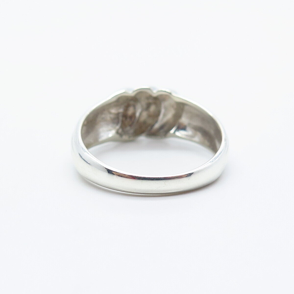925 Sterling Silver Vintage Ribbed Ring Size 7