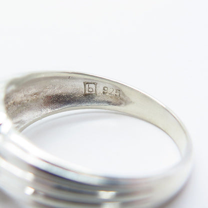 925 Sterling Silver Vintage Ribbed Ring Size 7