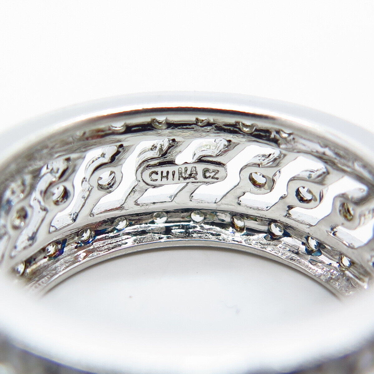 925 Sterling Silver Pave C Z Ring Size 7.5