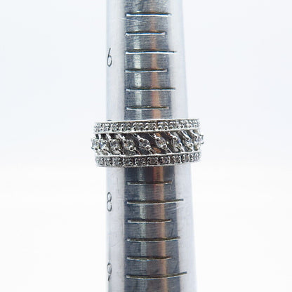 925 Sterling Silver Pave C Z Ring Size 7.5