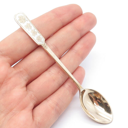 925 Sterling Silver Rose Gold Plated Vintage Egon Lauridsen Enamel Clover Spoon