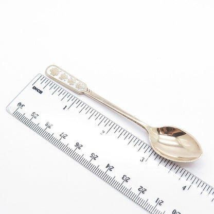 925 Sterling Silver Rose Gold Plated Vintage Egon Lauridsen Enamel Clover Spoon