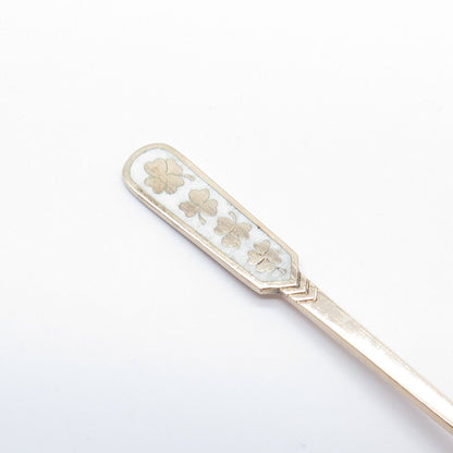 925 Sterling Silver Rose Gold Plated Vintage Egon Lauridsen Enamel Clover Spoon