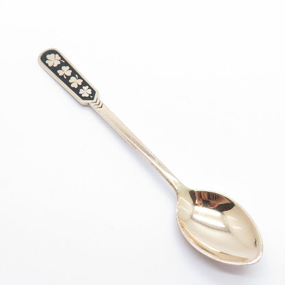 925 Sterling Silver Rose Gold Plated Vintage Egon Lauridsen Enamel Clover Spoon