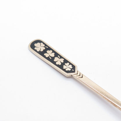 925 Sterling Silver Rose Gold Plated Vintage Egon Lauridsen Enamel Clover Spoon