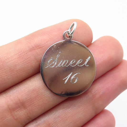 925 Sterling Silver Vintage "Sweet 16" Charm Pendant