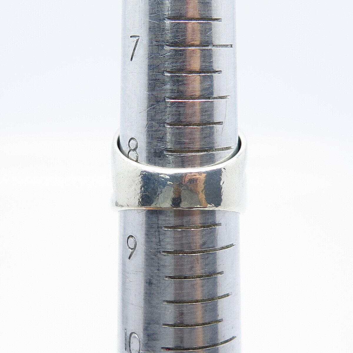 925 Sterling Silver / 14K Gold Vintage Ribbed Wide Ring Size 8.5