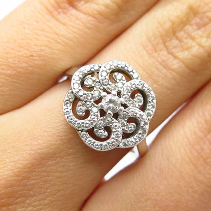 925 Sterling Silver C Z Ornate Ring Size 6.25