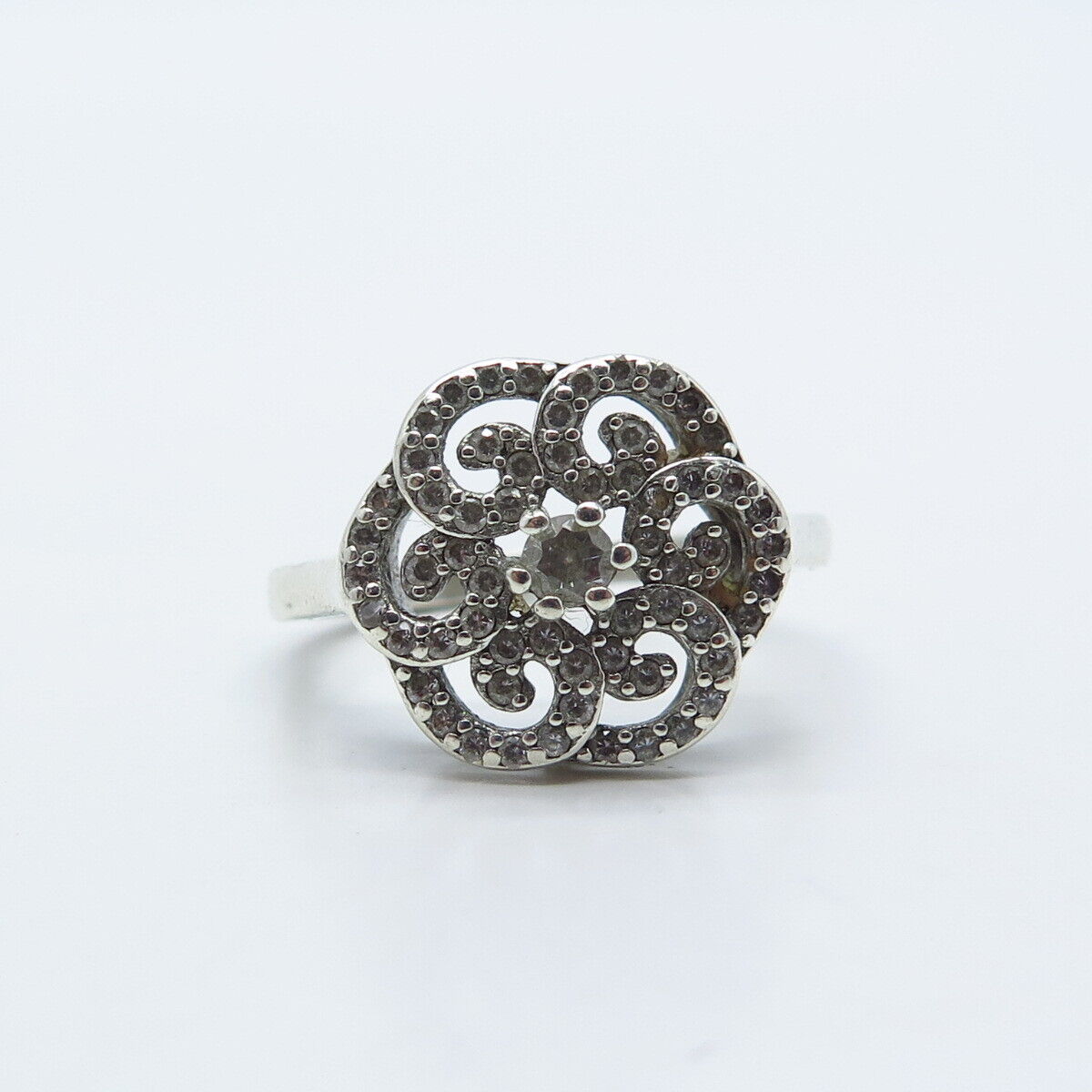 925 Sterling Silver C Z Ornate Ring Size 6.25