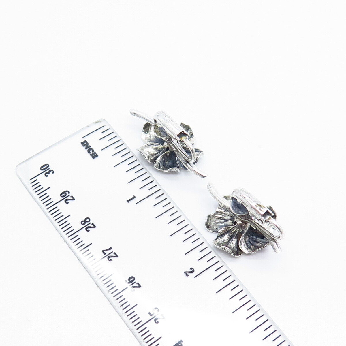 925 Sterling Silver Vintage Danecraft Floral Screw Back Earrings