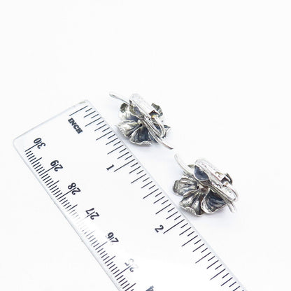 925 Sterling Silver Vintage Danecraft Floral Screw Back Earrings