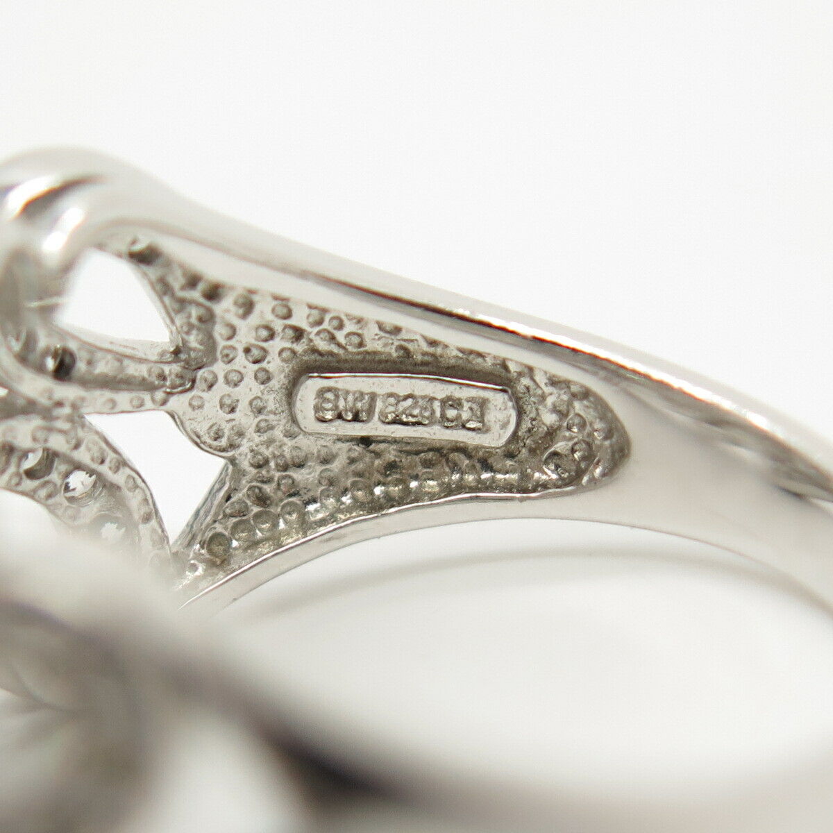 925 Sterling Silver Pave C Z Floral Ring Size 7 1/4