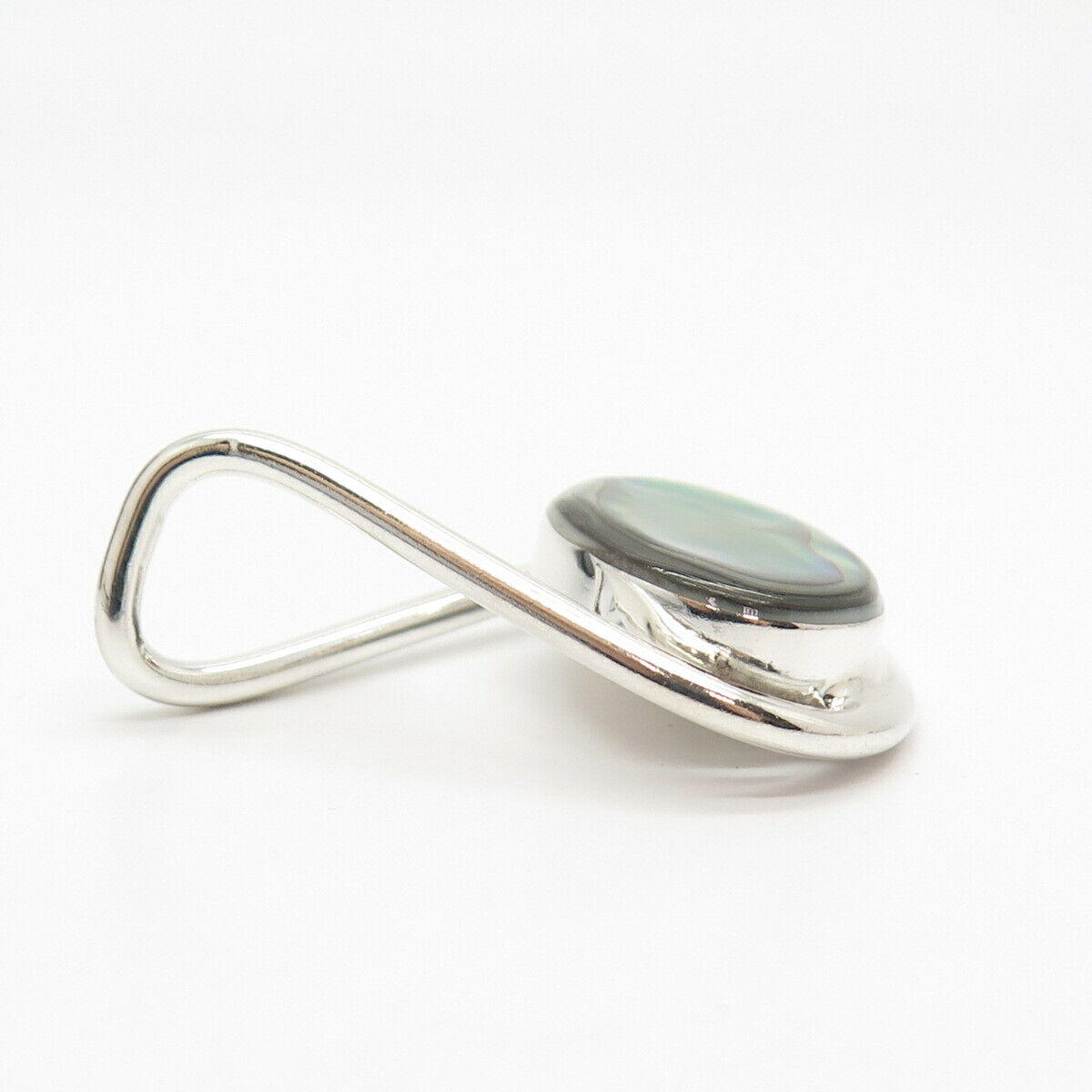 925 Sterling Silver Real Abalone Shell Teardrop Slide Pendant