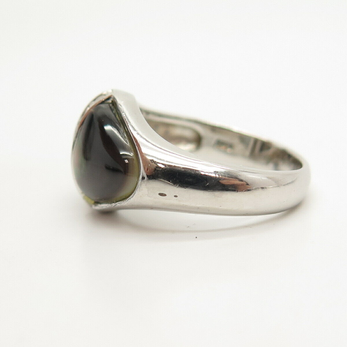 925 Sterling Silver Real Abalone Shell & C Z Ring Size 8.5