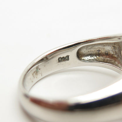 925 Sterling Silver Real Abalone Shell & C Z Ring Size 8.5