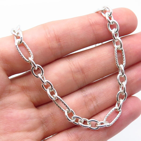 925 Sterling Silver Figaro Chain Necklace 34"