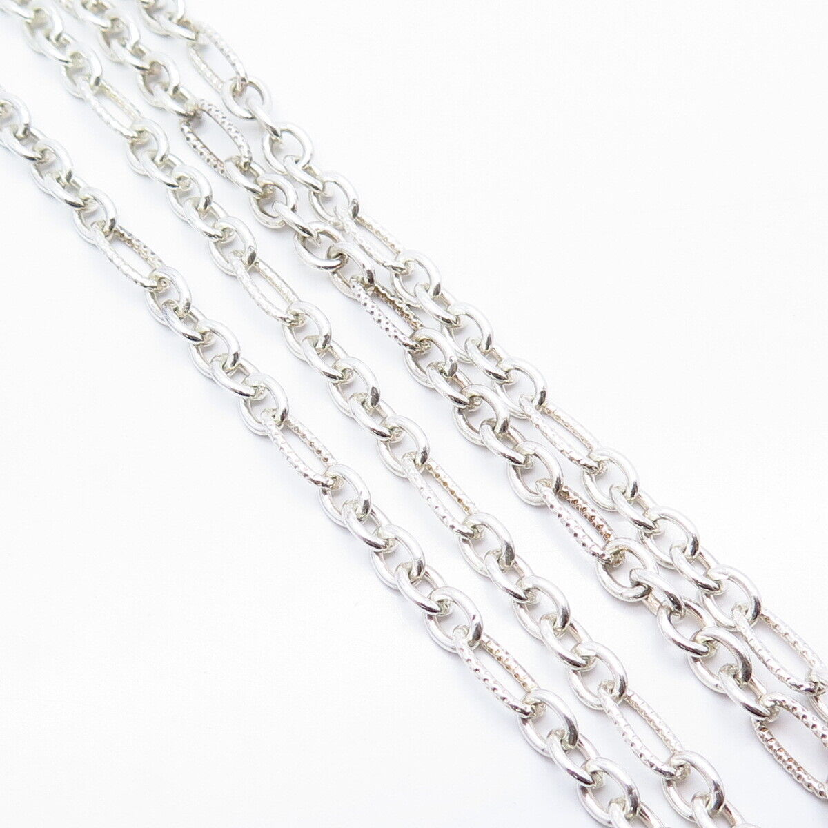 925 Sterling Silver Figaro Chain Necklace 34"