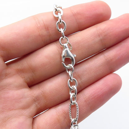 925 Sterling Silver Figaro Chain Necklace 34"