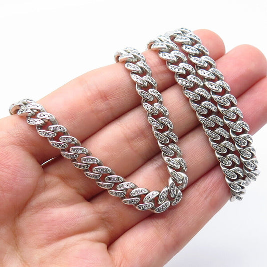 925 Sterling Silver C Z Cuban Chain Necklace 30"