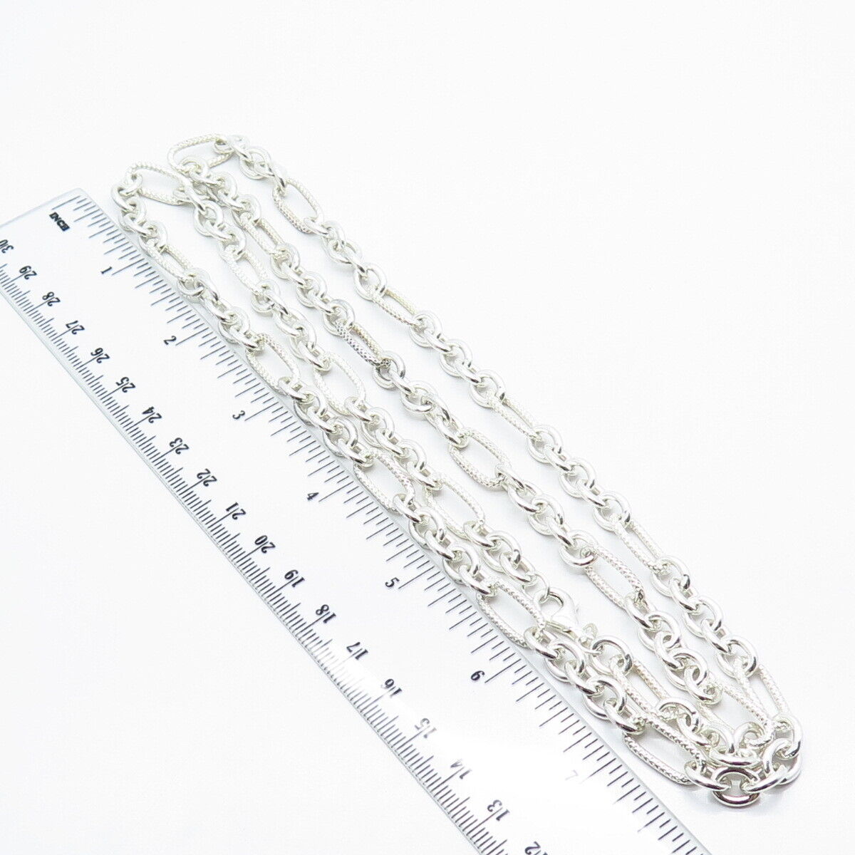 925 Sterling Silver Figaro Chain Necklace 30"