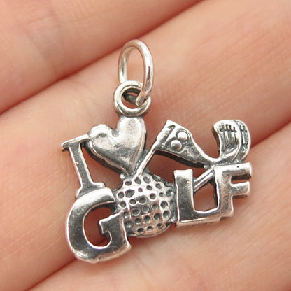 925 Sterling Silver Vintage SJC "I Love Golf" Pendant