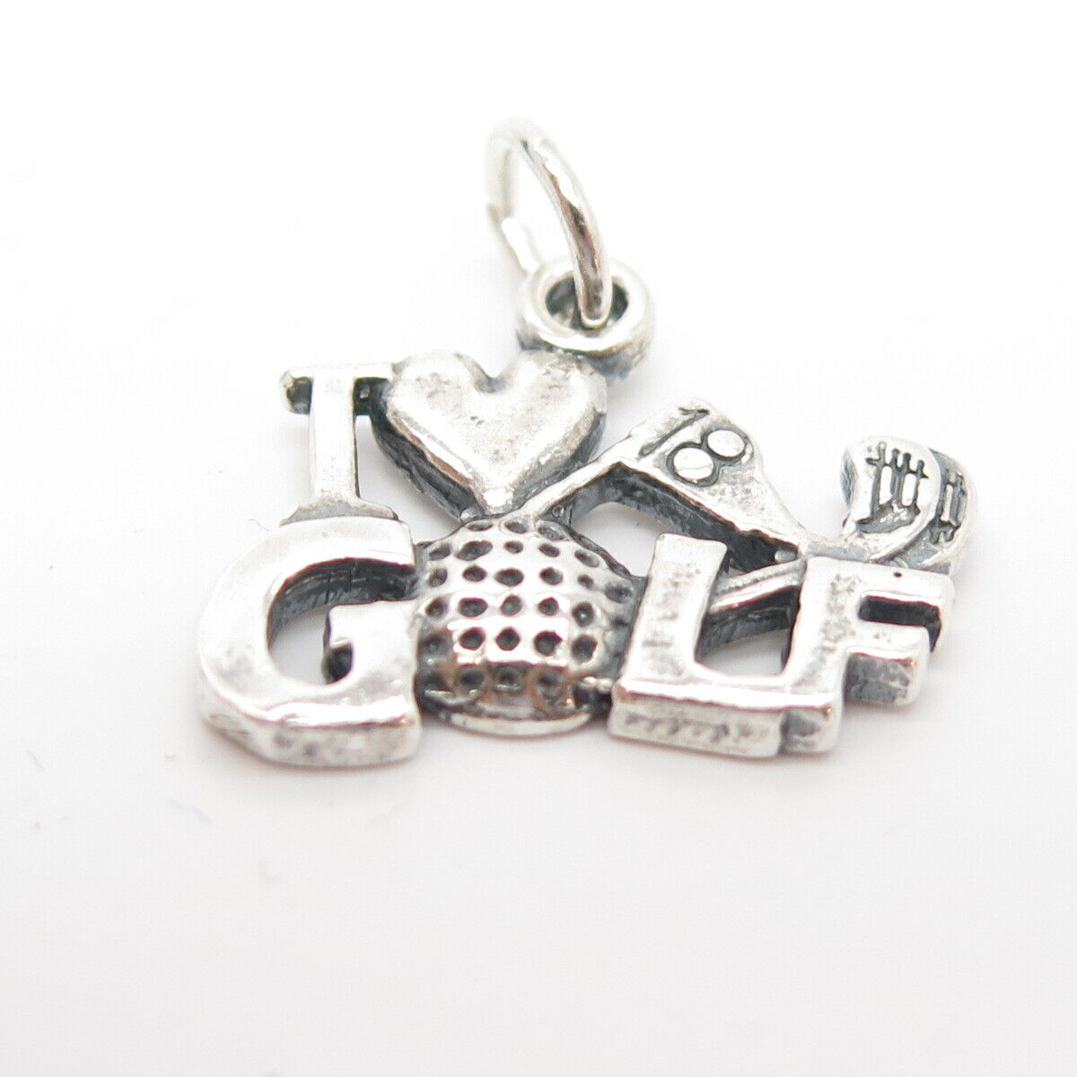 925 Sterling Silver Vintage SJC "I Love Golf" Pendant