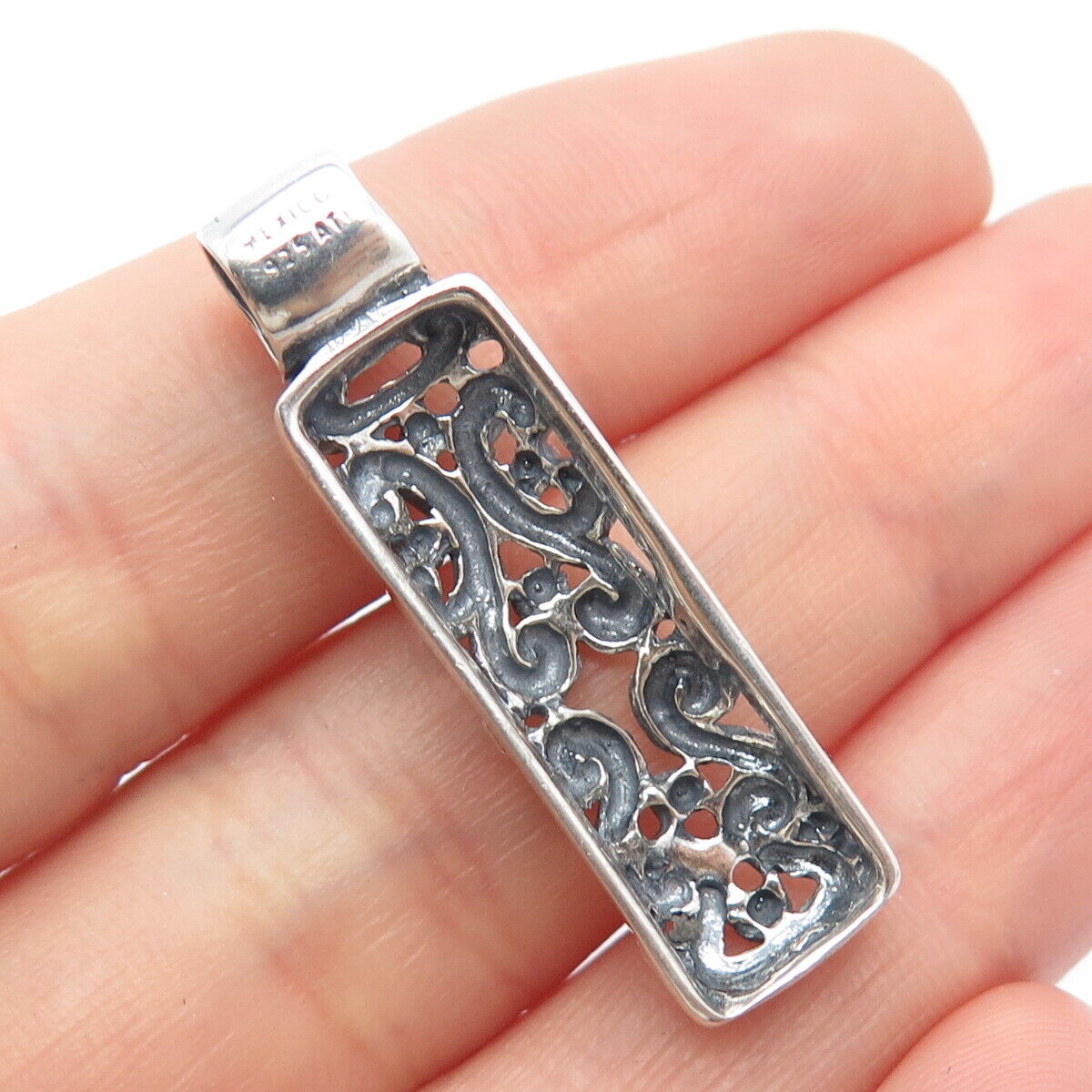 925 Sterling Silver Vintage Mexico Ornate Pendant