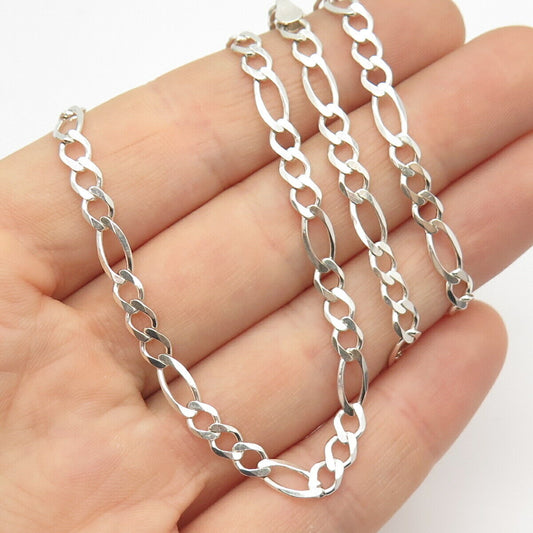 925 Sterling Silver Italy Figaro Chain Necklace 20"