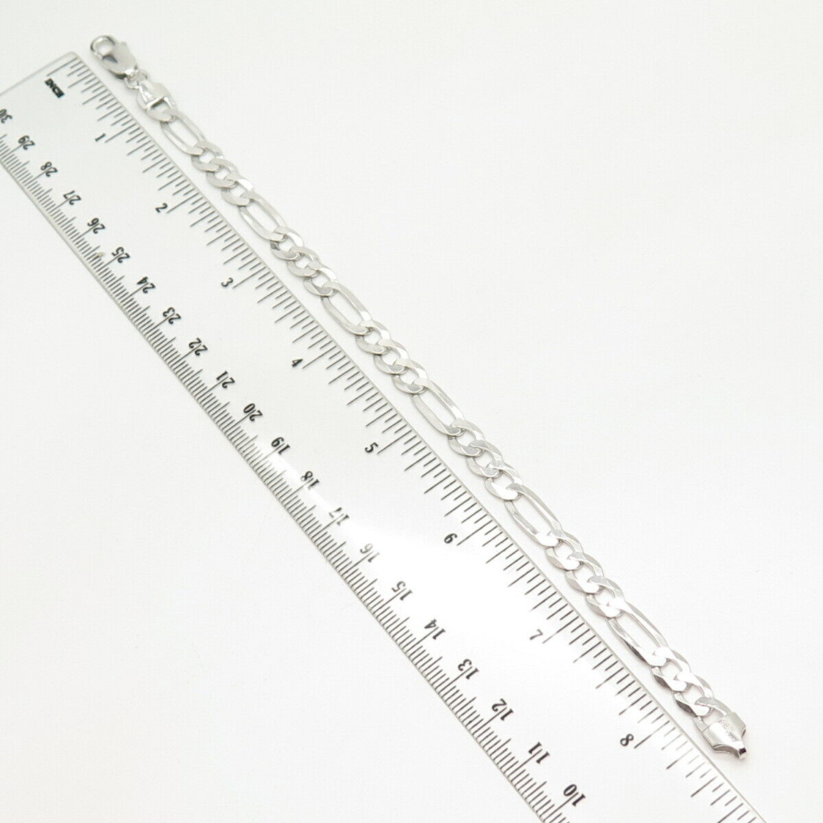 925 Sterling Silver Italy Figaro Link Bracelet 8 1/4"