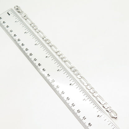925 Sterling Silver Italy Figaro Link Bracelet 8 1/4"