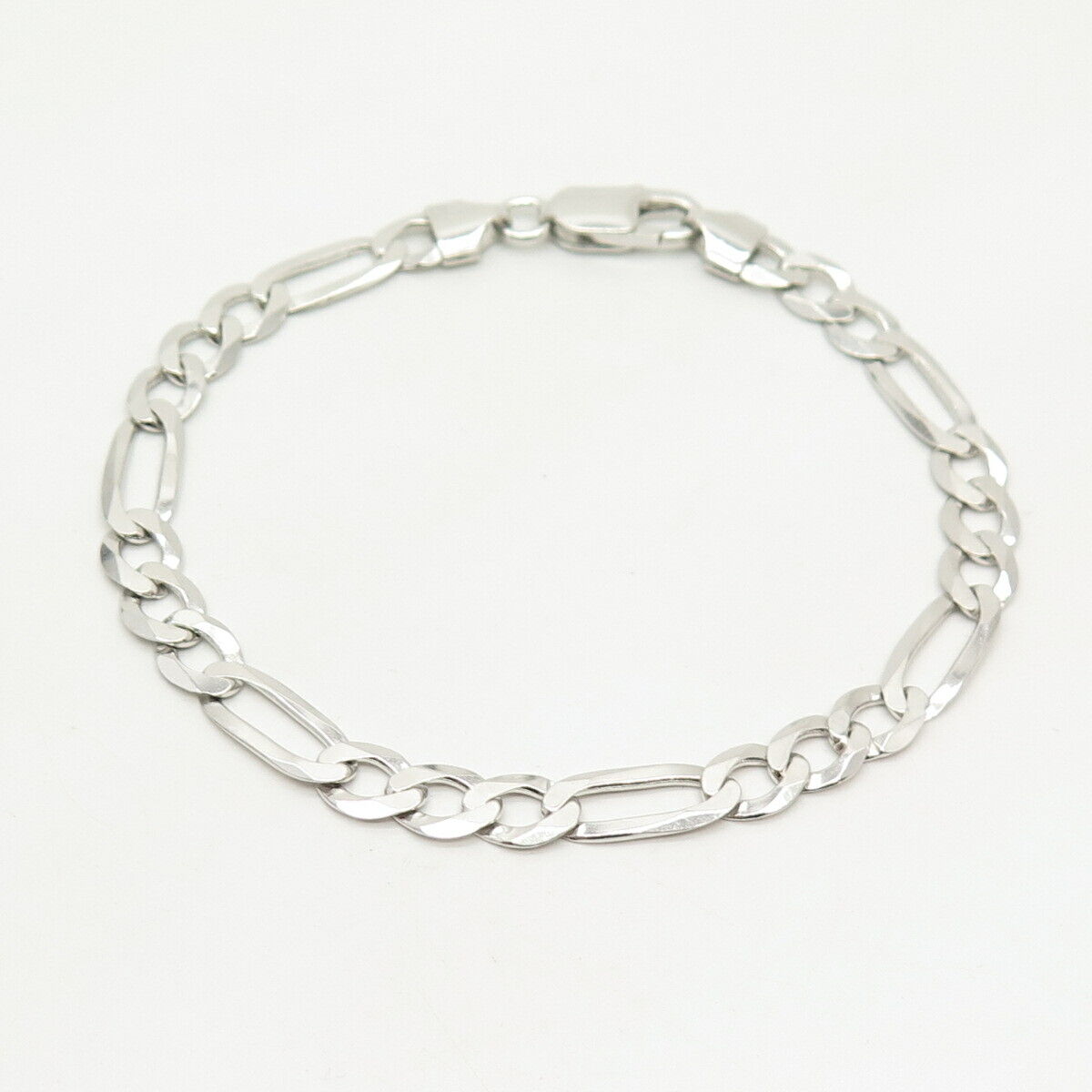 925 Sterling Silver Italy Figaro Link Bracelet 8 1/4"