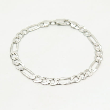 925 Sterling Silver Italy Figaro Link Bracelet 8 1/4"