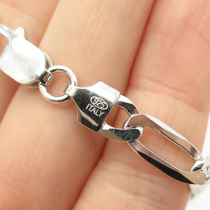 925 Sterling Silver Italy Figaro Link Bracelet 8 1/4"