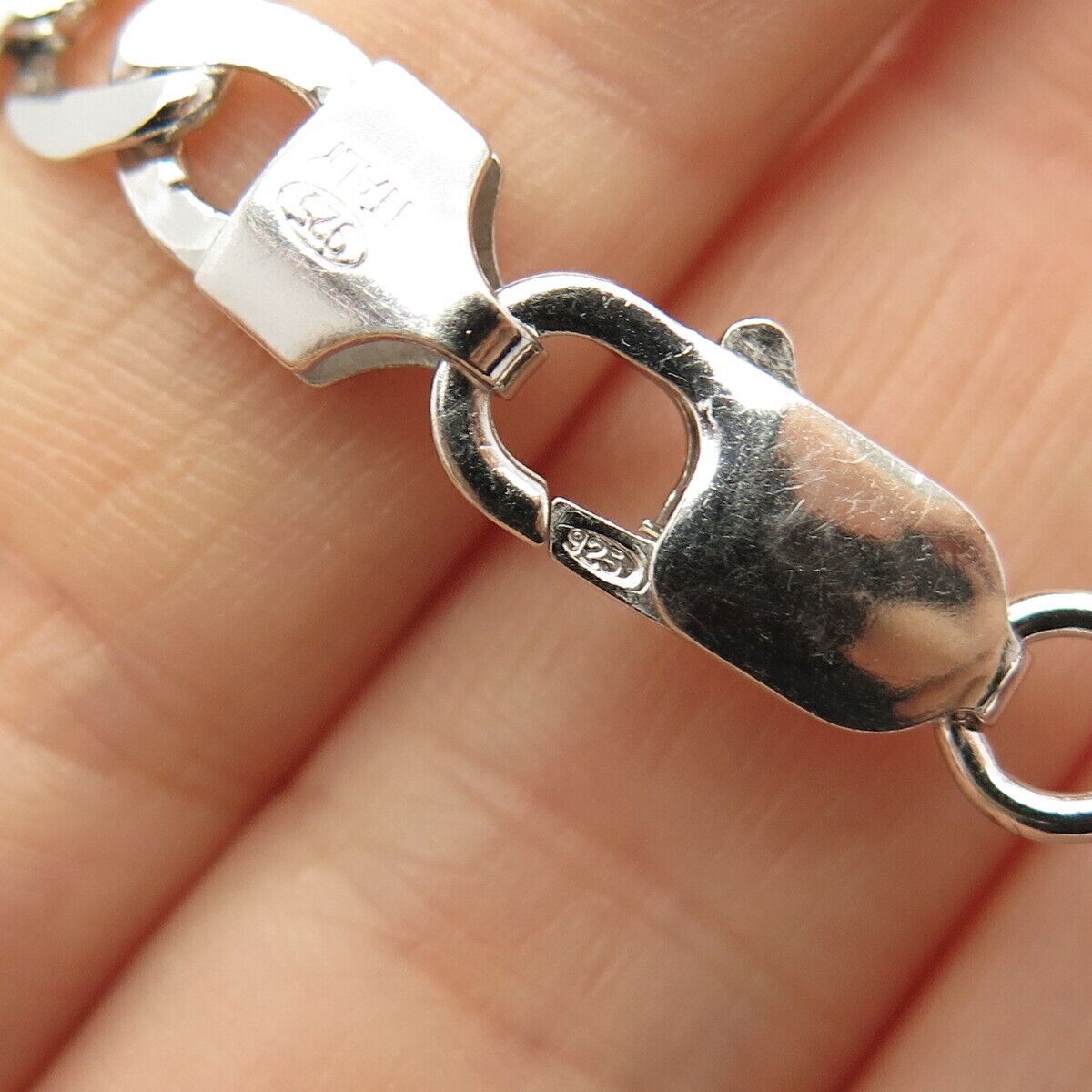 925 Sterling Silver Italy Figaro Link Bracelet 8 1/4"