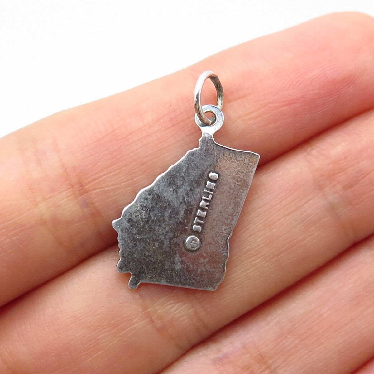 925 Sterling Silver Vintage "Georgia" State Map Charm Pendant