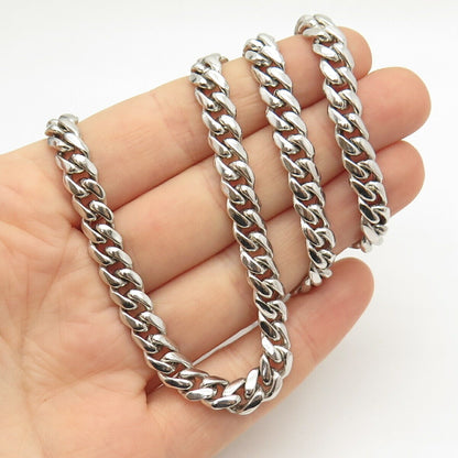 925 Sterling Silver Cuban Chain Necklace 24"