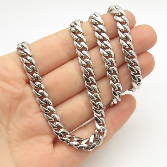 925 Sterling Silver Cuban Chain Necklace 24"